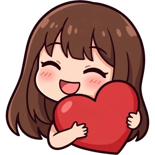 Girl hugging a heart emote